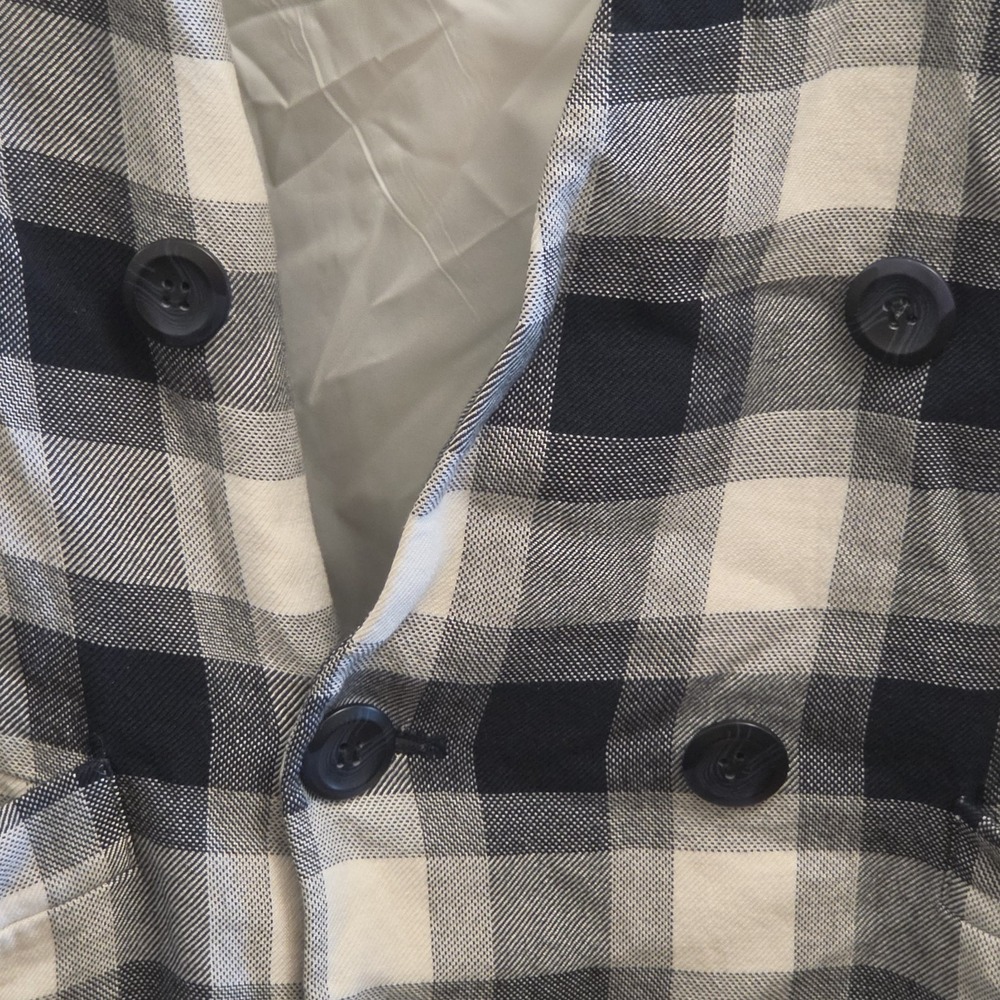 Vintage Kasper ASL Plaid White Black Blazer Size 18 - Picture 4 of 8